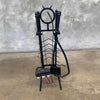 Forged Iron Fireplace Tools Set Signed Manmade 1989