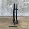Forged Iron Fireplace Tools Set Signed Manmade 1989