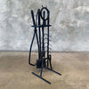Forged Iron Fireplace Tools Set Signed Manmade 1989