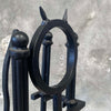 Forged Iron Fireplace Tools Set Signed Manmade 1989