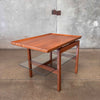Vintage Jens Risom Walnut & Glass Side Table