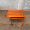 Vintage Jens Risom Walnut & Glass Side Table