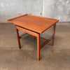 Vintage Jens Risom Walnut & Glass Side Table