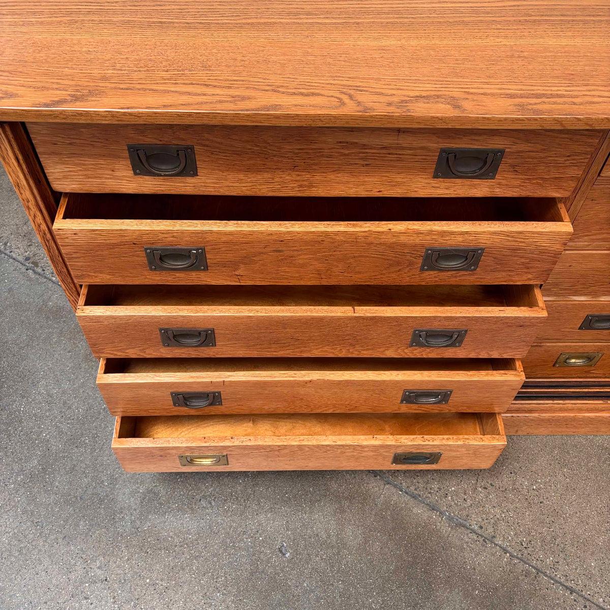 10 Drawer Antique Solid Oak Cabinet Counters Fixture C. 1890's