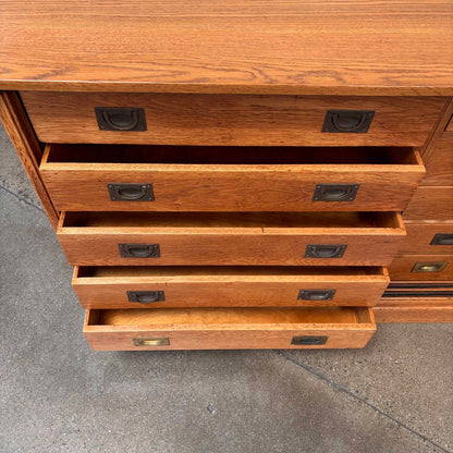 10 Drawer Antique Solid Oak Cabinet Counters Fixture C. 1890's