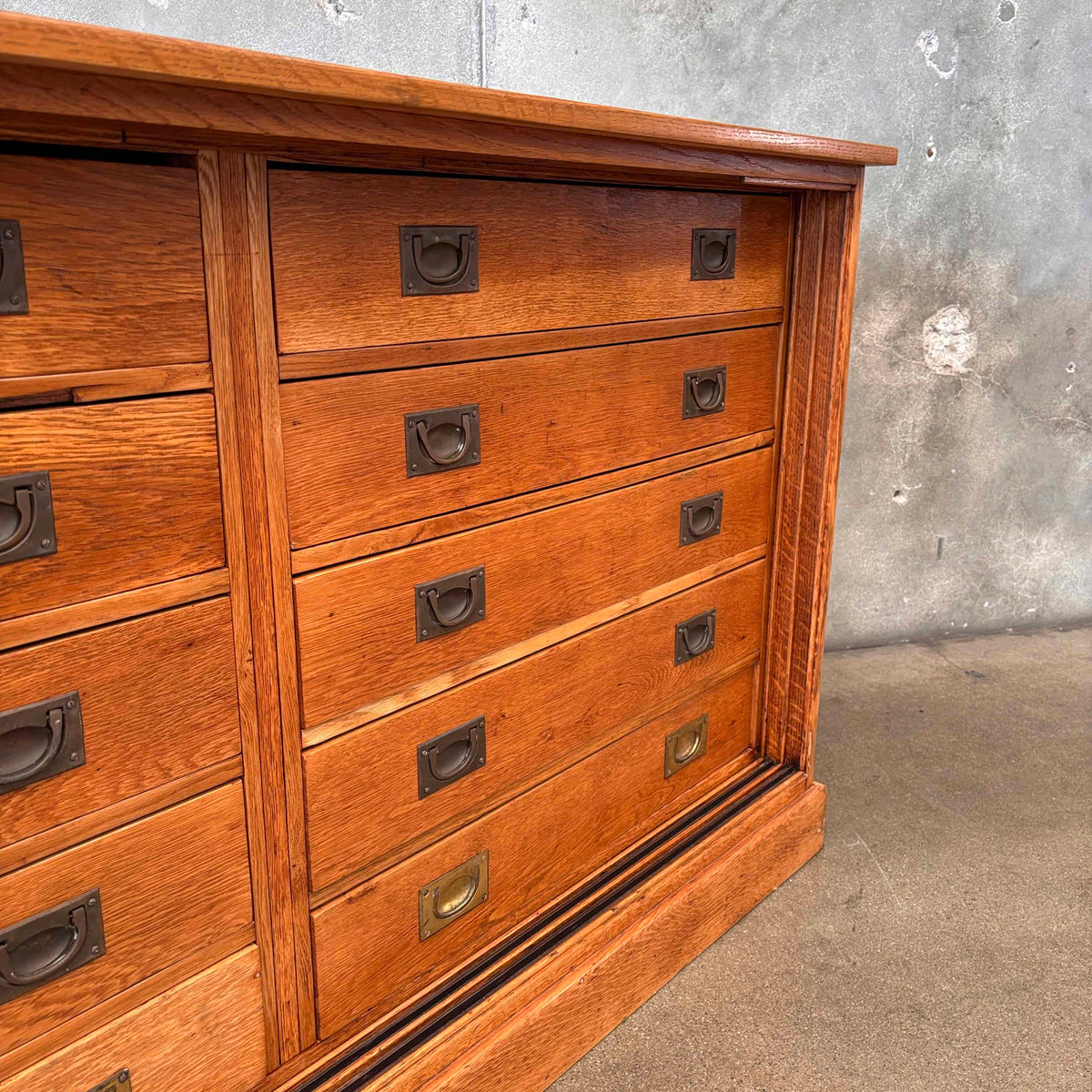 10 Drawer Antique Solid Oak Cabinet Counters Fixture C. 1890's