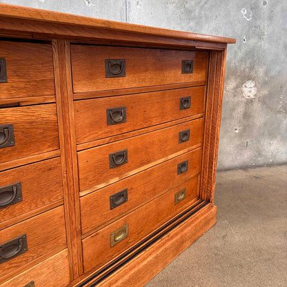 10 Drawer Antique Solid Oak Cabinet Counters Fixture C. 1890's