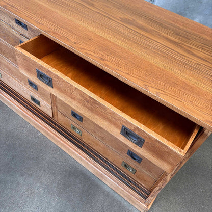 10 Drawer Antique Solid Oak Cabinet Counters Fixture C. 1890's