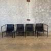 Set of Four Vintage Black Leather Brenda Armchair By Antonio For Flexform