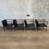 Set of Four Vintage Black Leather Brenda Armchair By Antonio For Flexform