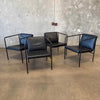 Set of Four Vintage Black Leather Brenda Armchair By Antonio For Flexform