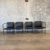 Set of Four Vintage Black Leather Brenda Armchair By Antonio For Flexform