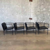 Set of Four Vintage Black Leather Brenda Armchair By Antonio For Flexform