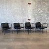 Set of Four Vintage Black Leather Brenda Armchair By Antonio For Flexform