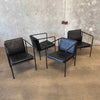 Set of Four Vintage Black Leather Brenda Armchair By Antonio For Flexform