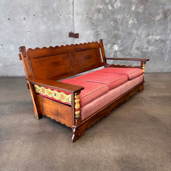Monterey Furniture Floral Painted Sofa - Smoky Maple Finish