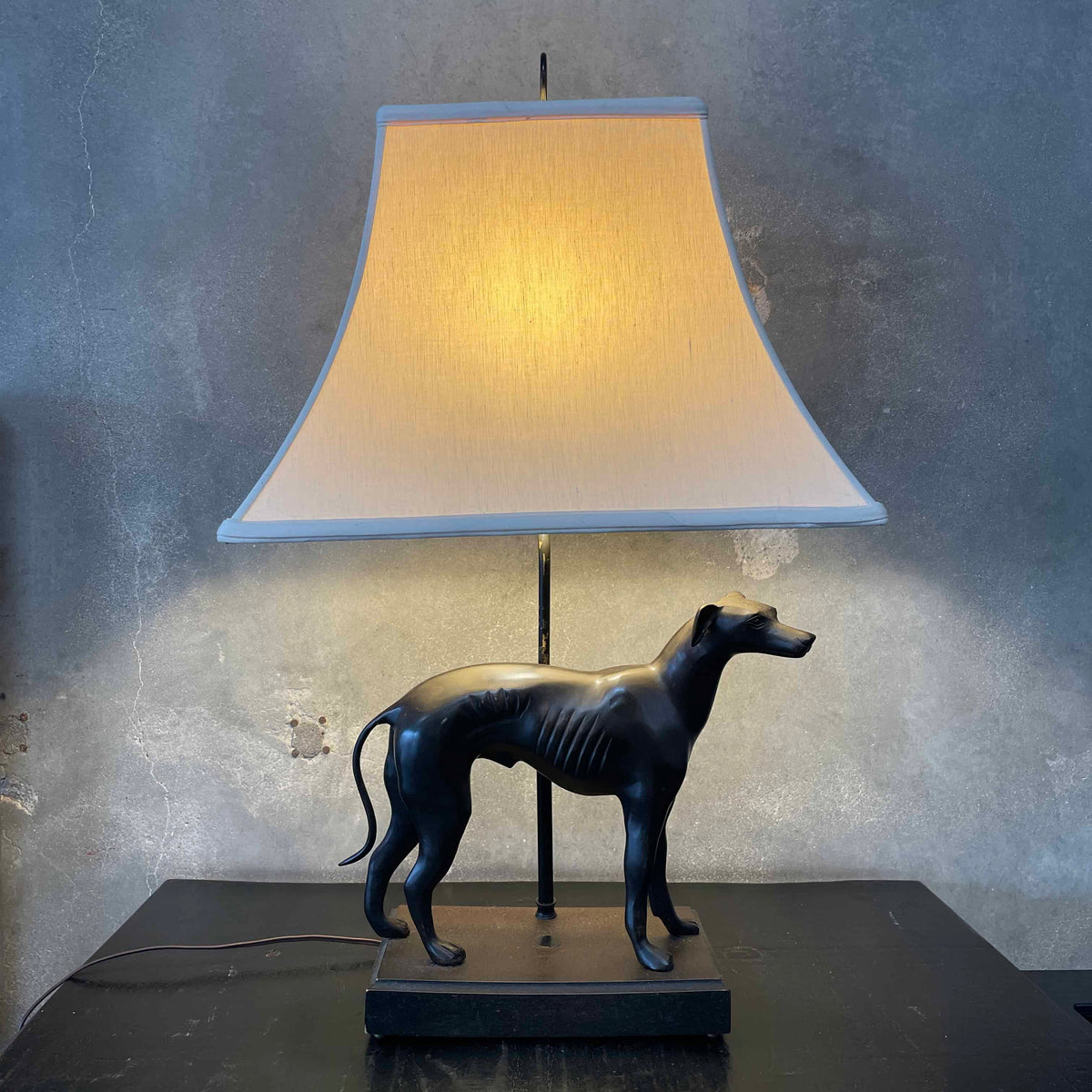 Vintage Bronze Greyhound Lamp Cottage Core French Country