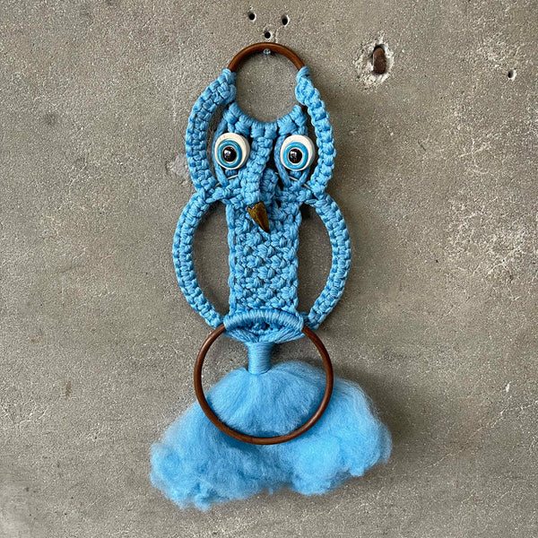 1960's Macrame Owl Towel Holder