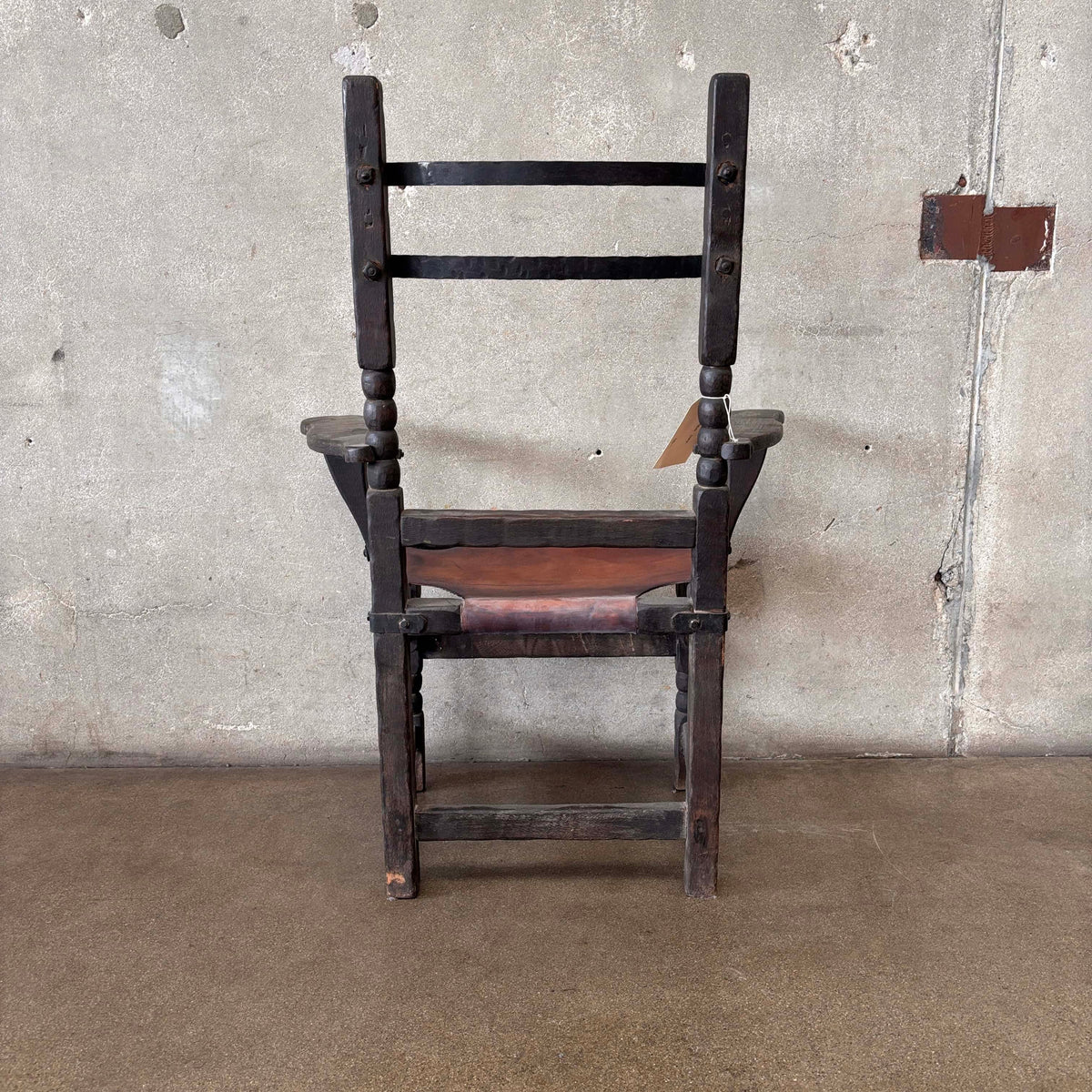 Monterey Furniture Early Old Wood Iron & Leather Chair