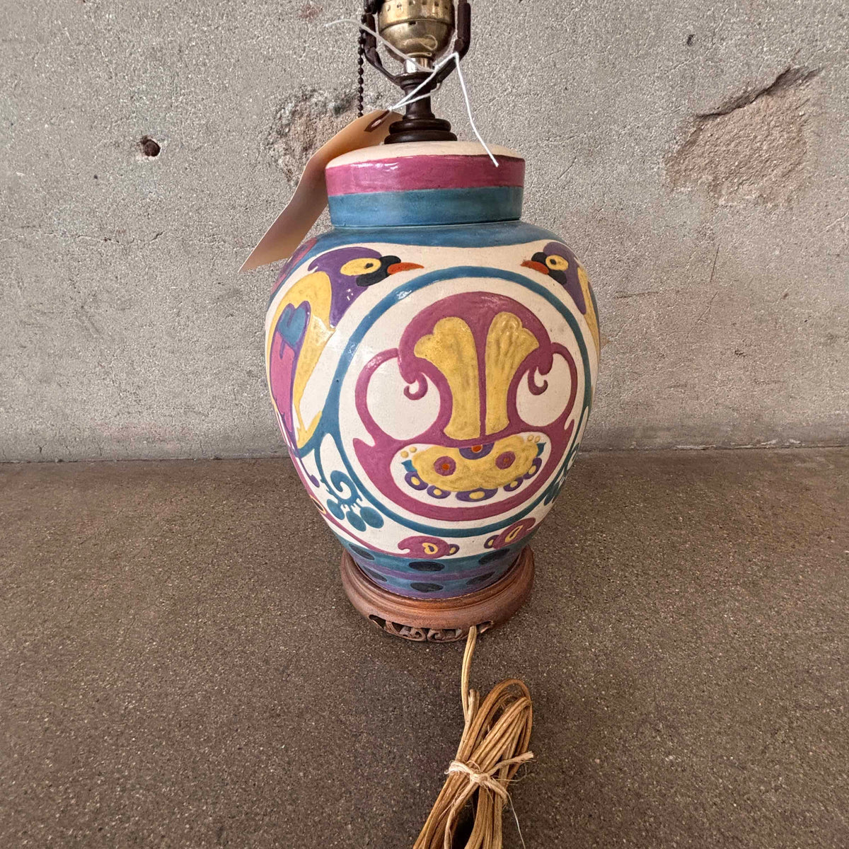 Art Deco Hand Painted "Ginger Jar" Lamp