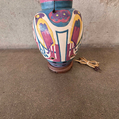 Art Deco Hand Painted "Ginger Jar" Lamp