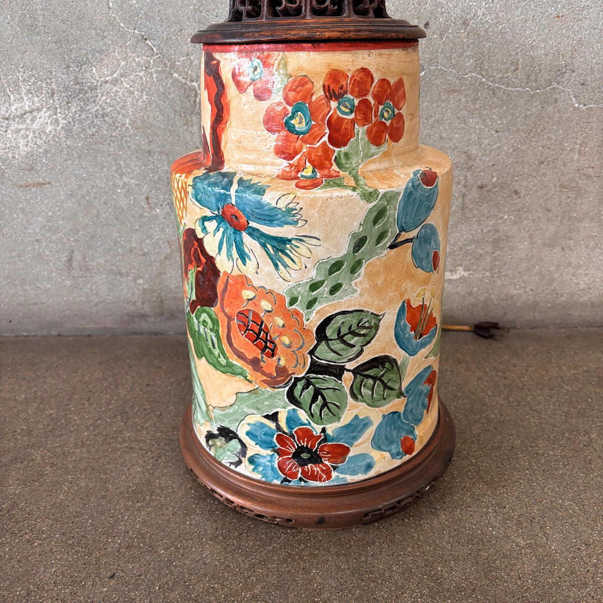 1920's Hand Painted Bauer Era Lamp