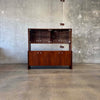 Mid Century Modern Walnut & Glass Hutch Cabinet With Light