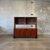 Mid Century Modern Walnut & Glass Hutch Cabinet With Light
