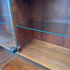 Mid Century Modern Walnut & Glass Hutch Cabinet With Light