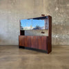 Mid Century Modern Walnut & Glass Hutch Cabinet With Light