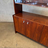 Mid Century Modern Walnut & Glass Hutch Cabinet With Light