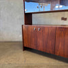 Mid Century Modern Walnut & Glass Hutch Cabinet With Light