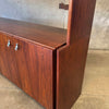 Mid Century Modern Walnut & Glass Hutch Cabinet With Light