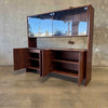 Mid Century Modern Walnut & Glass Hutch Cabinet With Light