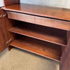 Mid Century Modern Walnut & Glass Hutch Cabinet With Light