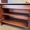 Mid Century Modern Walnut & Glass Hutch Cabinet With Light