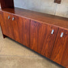 Mid Century Modern Walnut & Glass Hutch Cabinet With Light