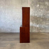 Mid Century Modern Walnut & Glass Hutch Cabinet With Light