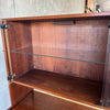 Mid Century Modern Walnut & Glass Hutch Cabinet With Light