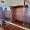 Mid Century Modern Walnut & Glass Hutch Cabinet With Light