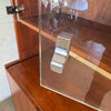 Mid Century Modern Walnut & Glass Hutch Cabinet With Light