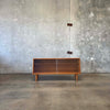 Mid Century Modern Low Glass & Mahogany Shelf Cabinet