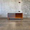 Mid Century Modern Low Glass & Mahogany Shelf Cabinet