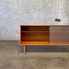 Mid Century Modern Low Glass & Mahogany Shelf Cabinet
