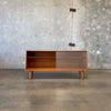 Mid Century Modern Low Glass & Mahogany Shelf Cabinet