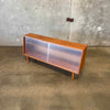 Mid Century Modern Low Glass & Mahogany Shelf Cabinet