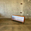 Mid Century Modern Low Glass & Mahogany Shelf Cabinet