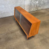 Mid Century Modern Low Glass & Mahogany Shelf Cabinet