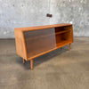 Mid Century Modern Low Glass & Mahogany Shelf Cabinet