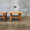 Handmade Solid Oak Side Tables, Circa 1940